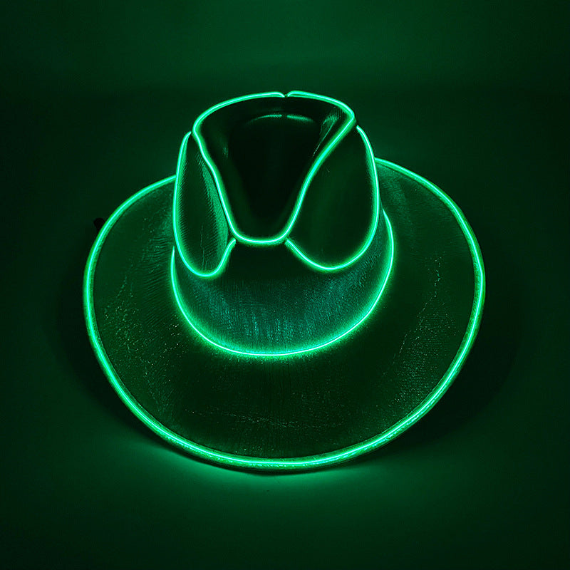 Halloween Carnival Party LED Wireless Fluorescent Colourful Cowboy Flashing Hat