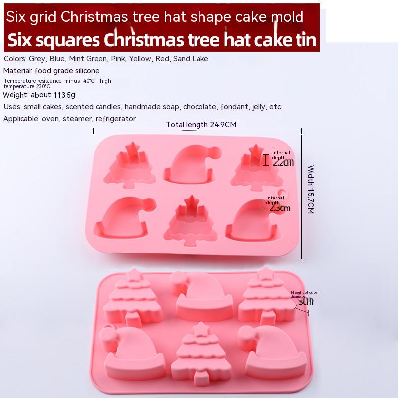 Christmas Silicone 6 Square Shaped DIY Baking Tray