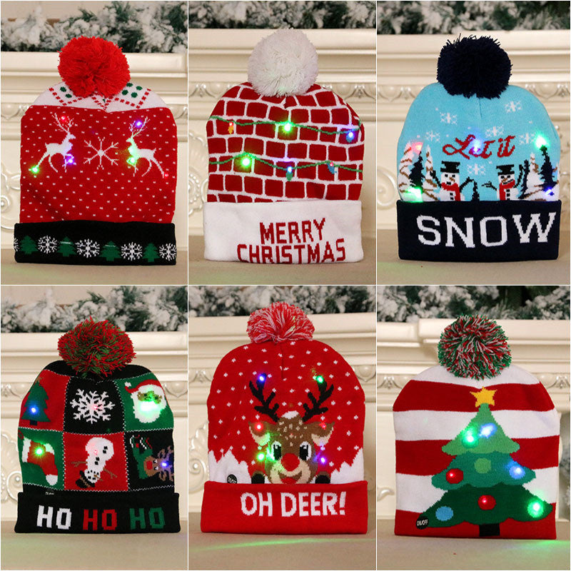 LED Christmas Hat Sweater Knitted Beanie