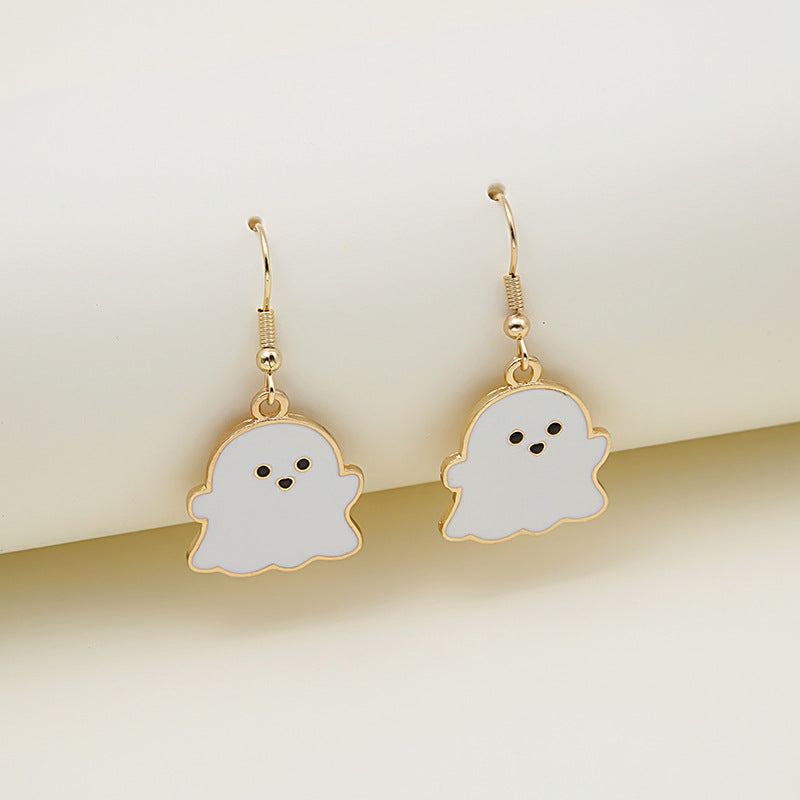 Halloween Earrings Cute Pumpkin Spooky Oil Drip Alloy Earrings Jewelry