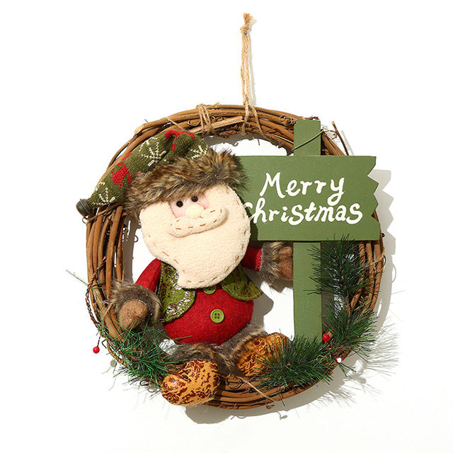 Wooden Christmas wreath Door Welcome Decoration