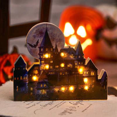 Luminous Halloween Haunted Mansion House LED Desktop Ornament Party Decoration