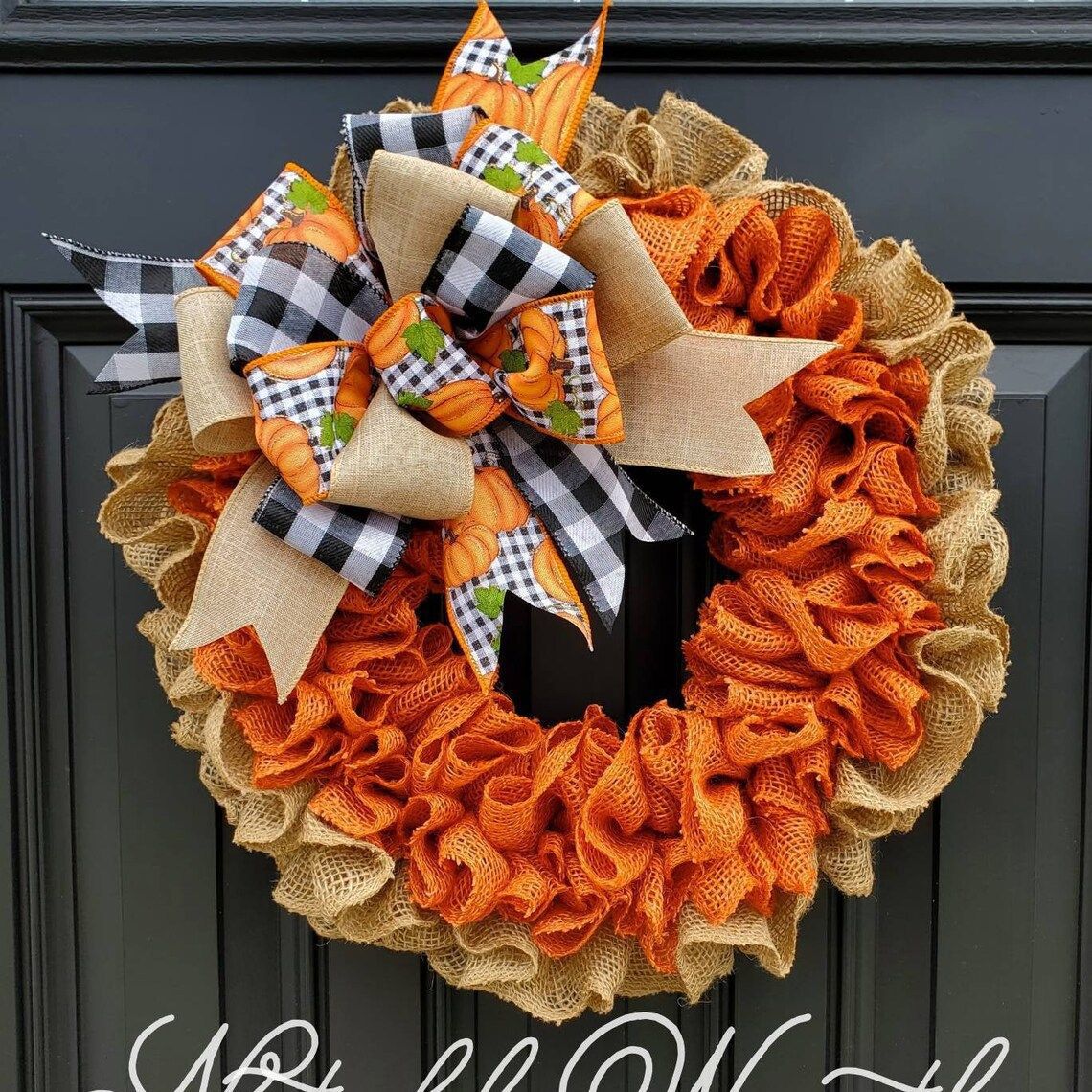 Halloween Garland Pumpkin Berry Door Hanging Harvest Festival Linen Wreath