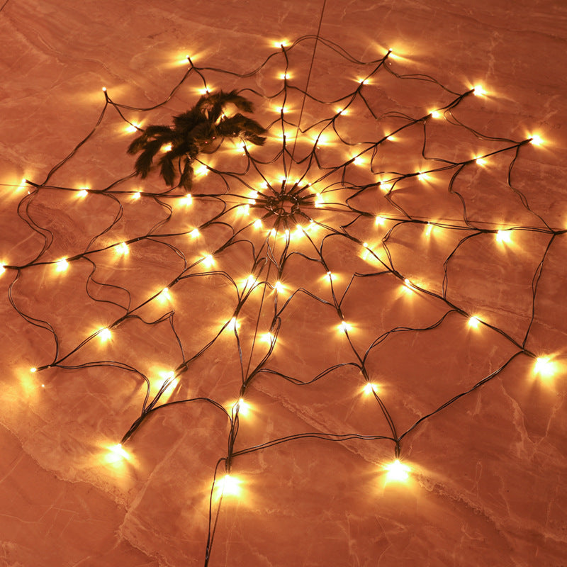 Halloween Led Spider Web String Light 5v Remote Control 8 Modes Net Mesh Decor Led Light