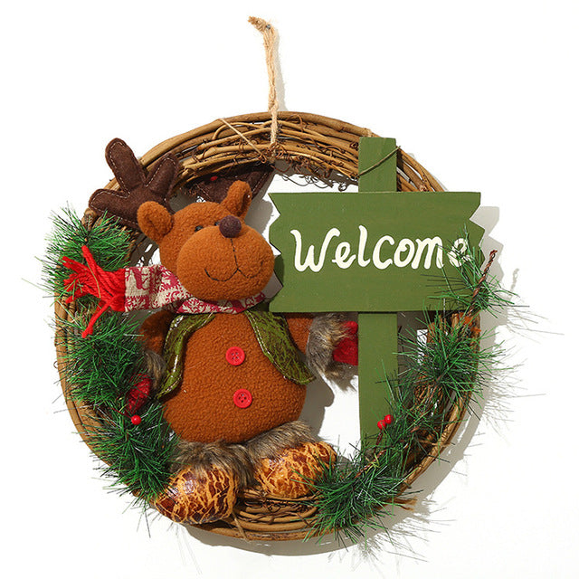 Wooden Christmas wreath Door Welcome Decoration