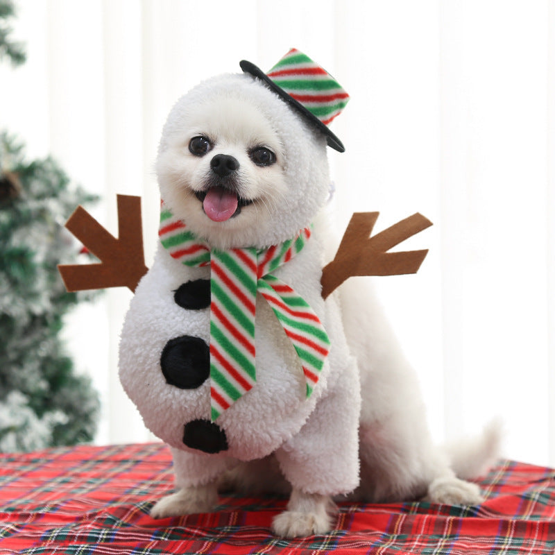 New Dog Christmas Pet Clothes Standing Snowman