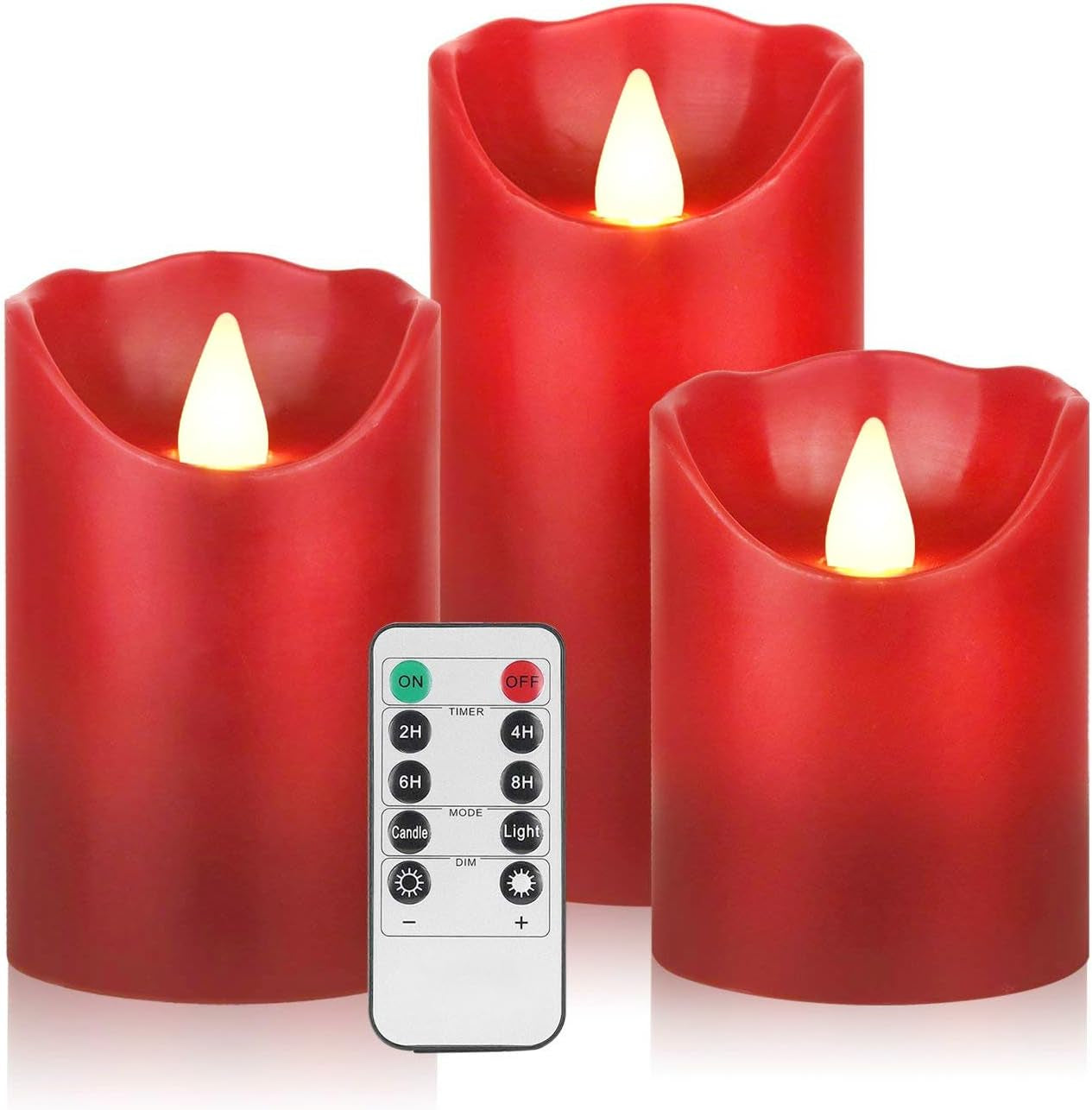 Biyanuo LED Flameless Candles 4" 5" 6" Real Wax Battery Candle Pillars