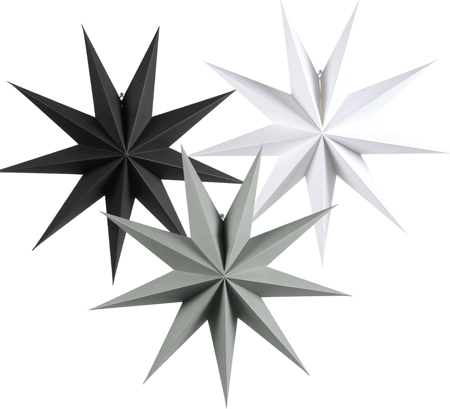 Paper Christmas Stars Hanging Lanterns Home Decoration - 3PCS 30CM 9-Pointed 