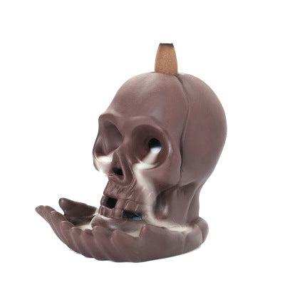 Halloween Skull Head Backflow Incense Burner Diffuser Home Decoration