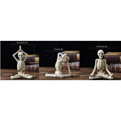 Halloween Horror Desktop Decoration Resin Ornaments Feature Modelling Yoga Skull Skeleton