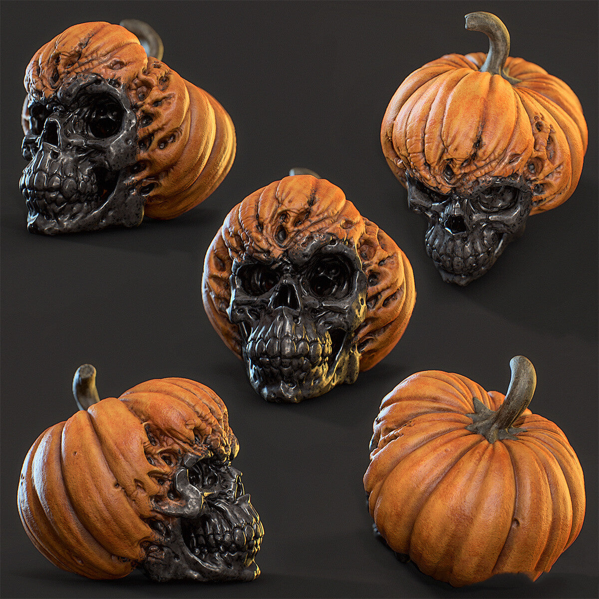 Evil Pumpkin Skull Halloween Ornament