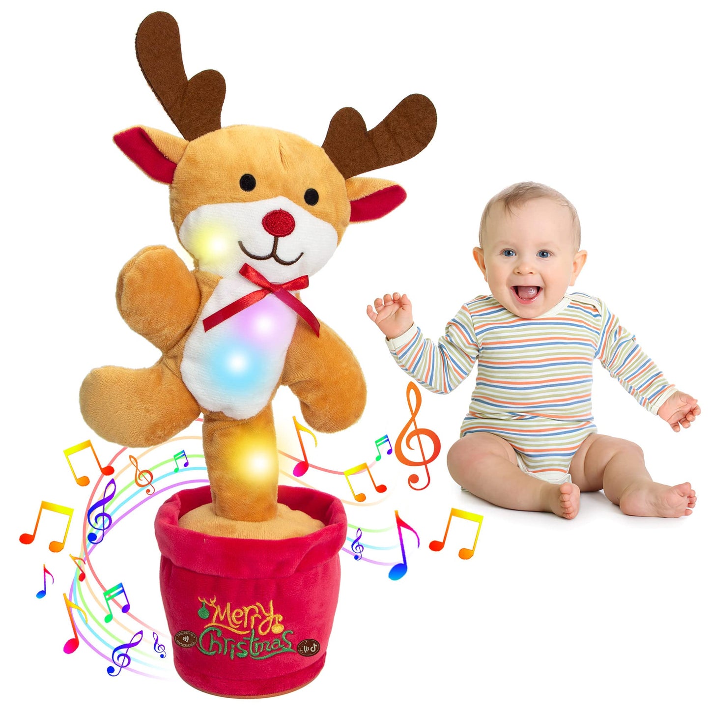 Early Education Electronic Dancing Christmas Plush Toy (Dances, Records, Glows, Sings)