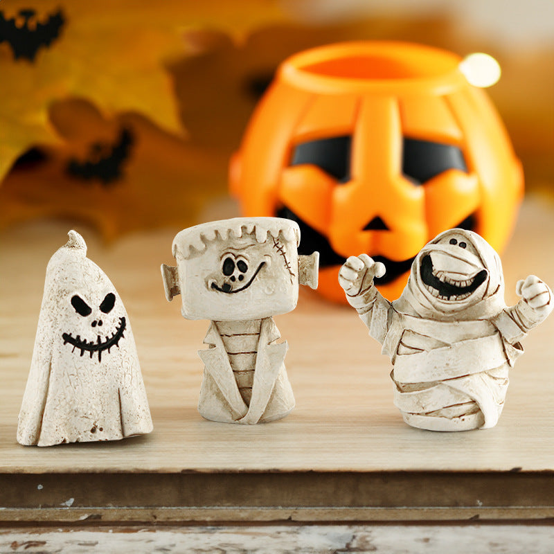 Pumpkin Head Ghost Halloween Scene Decoration Ornament