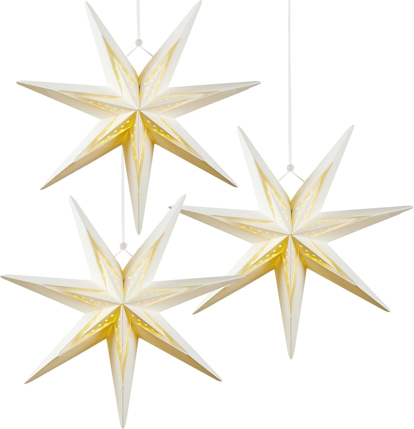 Paper Christmas Stars Hanging Lanterns Home Decoration - 3PCS 30CM 9-Pointed 