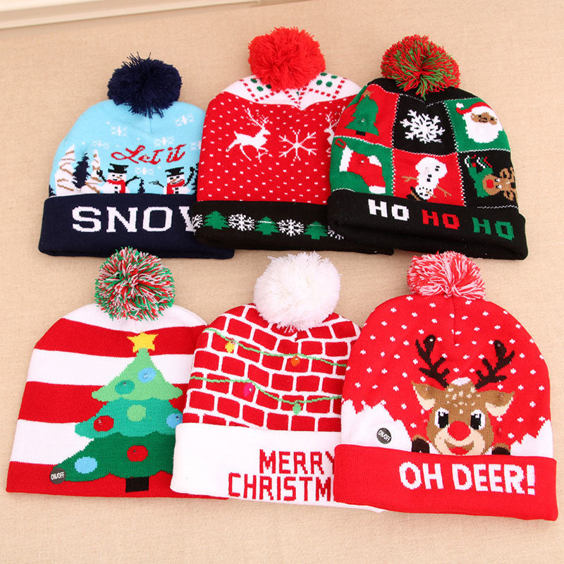 LED Christmas Hat Sweater Knitted Beanie