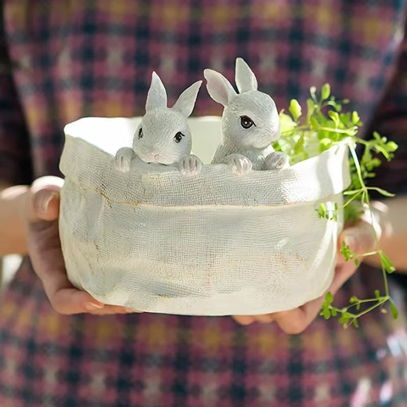 Rabbit Green Plant Flower Pot Cactus Succulent Decors For Indoor Plant