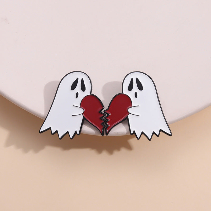 Creative Halloween Couple Breastpin Metal Emblem Ghost Love New Neckpin