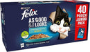 144 X 100G Felix Wet Cat Food as Good as It Looks Ocean Feasts Selection Jelly