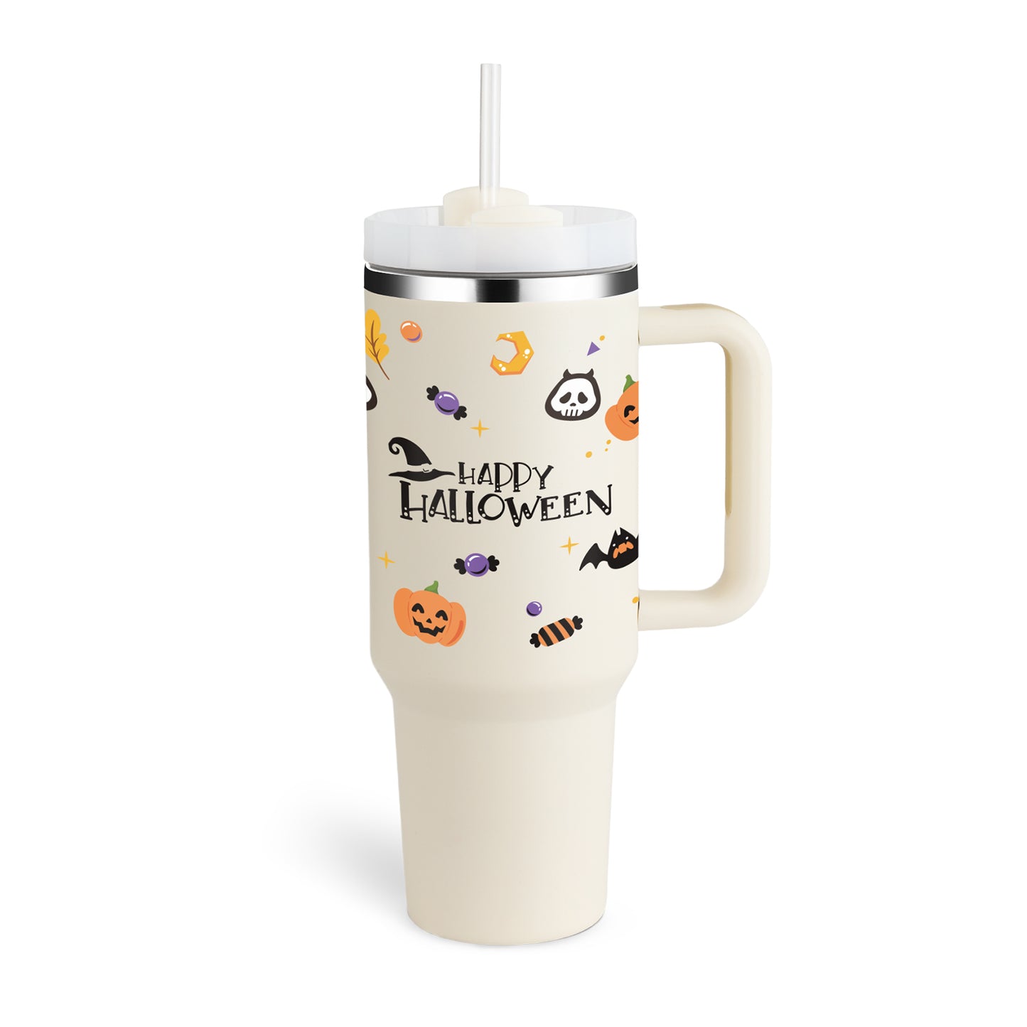 Halloween Thermal Mug 40oz Straw Coffee Insulation Cup With Handle