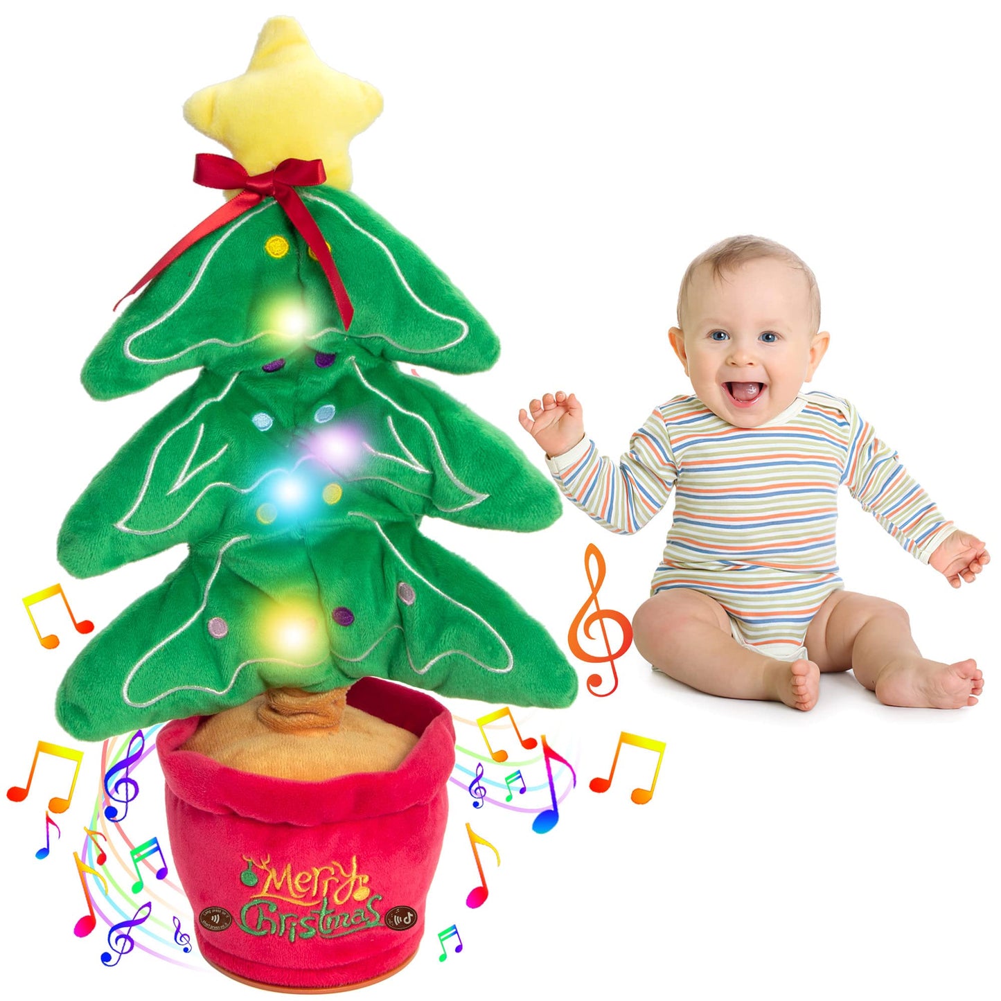 Early Education Electronic Dancing Christmas Plush Toy (Dances, Records, Glows, Sings)