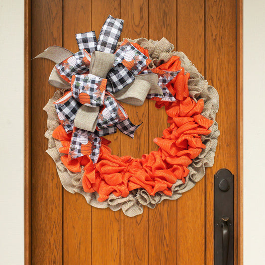 Halloween Garland Pumpkin Berry Door Hanging Harvest Festival Linen Wreath