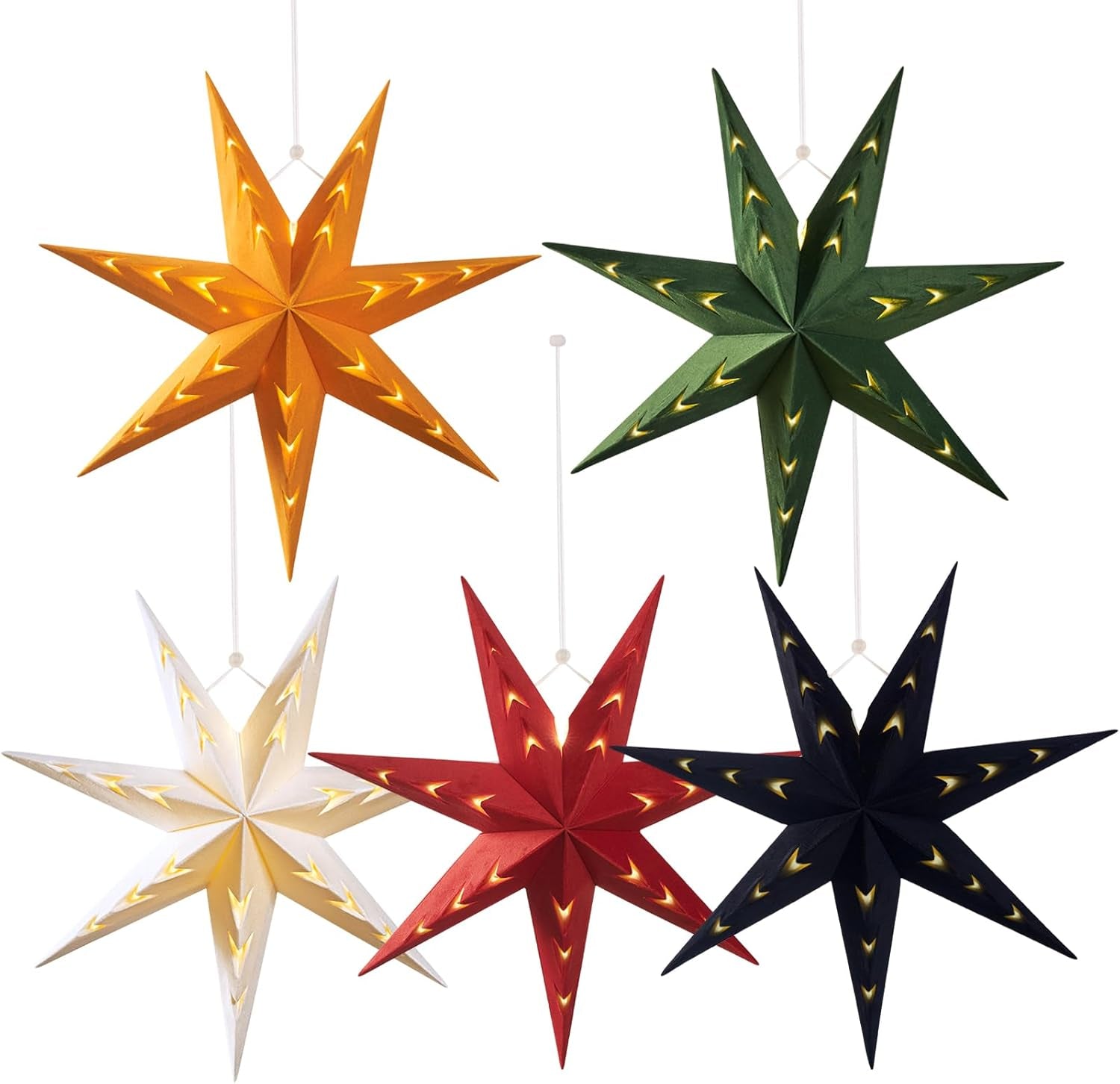 Paper Christmas Stars Hanging Lanterns Home Decoration - 3PCS 30CM 9-Pointed 