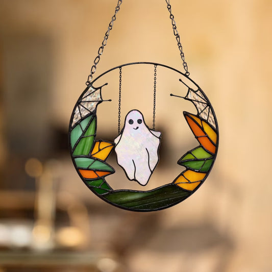 Colourful Metal Ghost Halloween Pendant