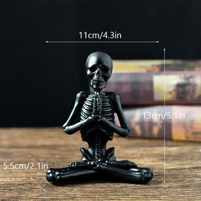 Halloween Horror Desktop Decoration Resin Ornaments Feature Modelling Yoga Skull Skeleton