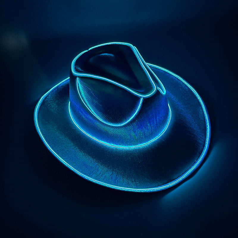 Halloween Carnival Party LED Wireless Fluorescent Colourful Cowboy Flashing Hat