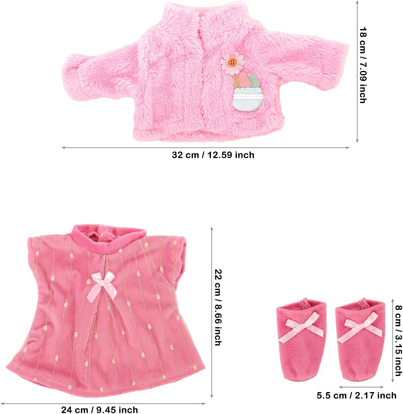  New Born Baby Doll Dress Miunana Sweet Clothes Dress Coat Socks For 35-43 cm