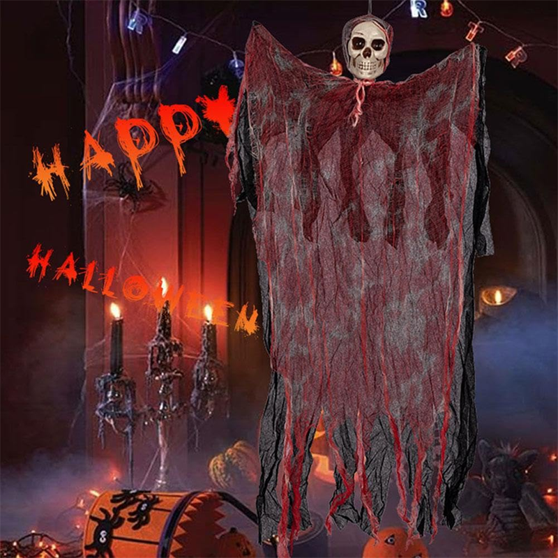 Halloween Hanging Ghost Dyed Blood Horror Skull Prop