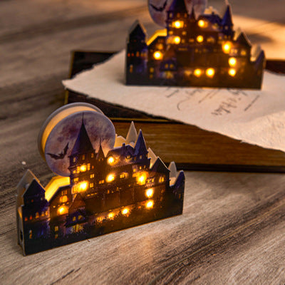 Luminous Halloween Haunted Mansion House LED Desktop Ornament Party Decoration