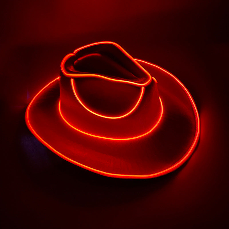 Halloween Carnival Party LED Wireless Fluorescent Colourful Cowboy Flashing Hat