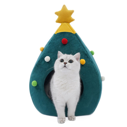 Pet Christmas Tree Cat Bed Kennel Felt