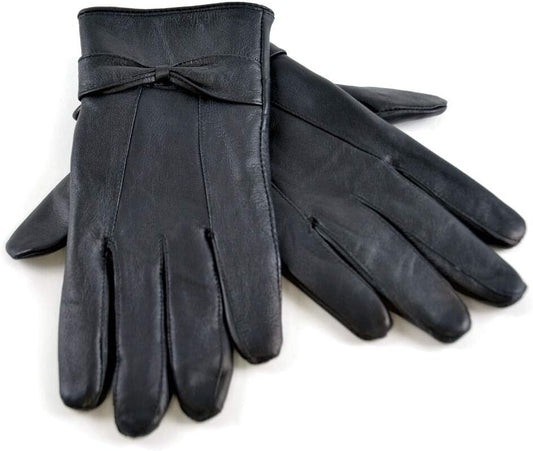 Women's Leather Lined Warm Winter Gloves Fleece Thermal Driving S/M M/L