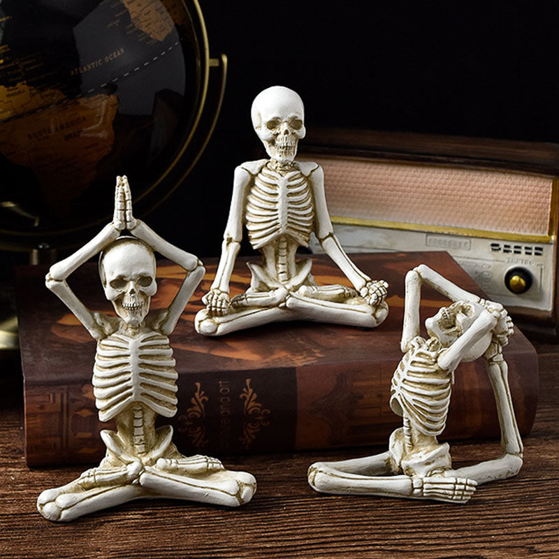 Halloween Horror Desktop Decoration Resin Ornaments Feature Modelling Yoga Skull Skeleton