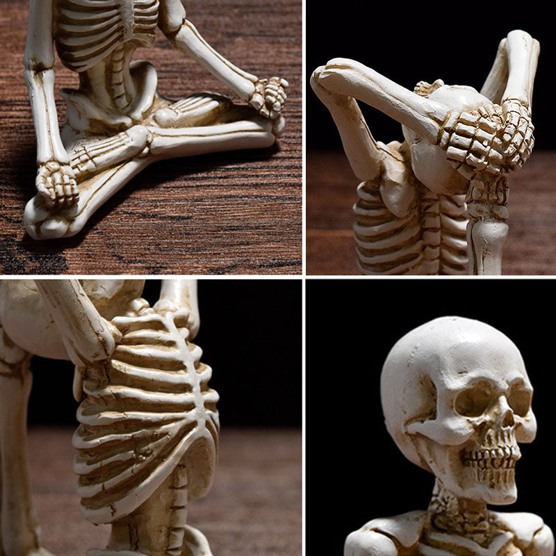 Halloween Horror Desktop Decoration Resin Ornaments Feature Modelling Yoga Skull Skeleton