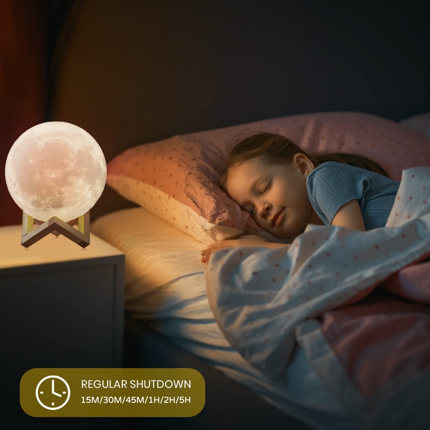 Aced Moon Lamp 16 Colours 3D Printing Moon Night Light Remote & Touch Control