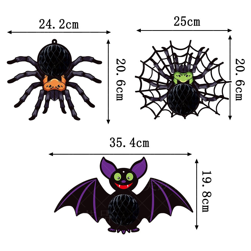 Spider Bat Honeycomb Ball Hanging Ornament Pendant