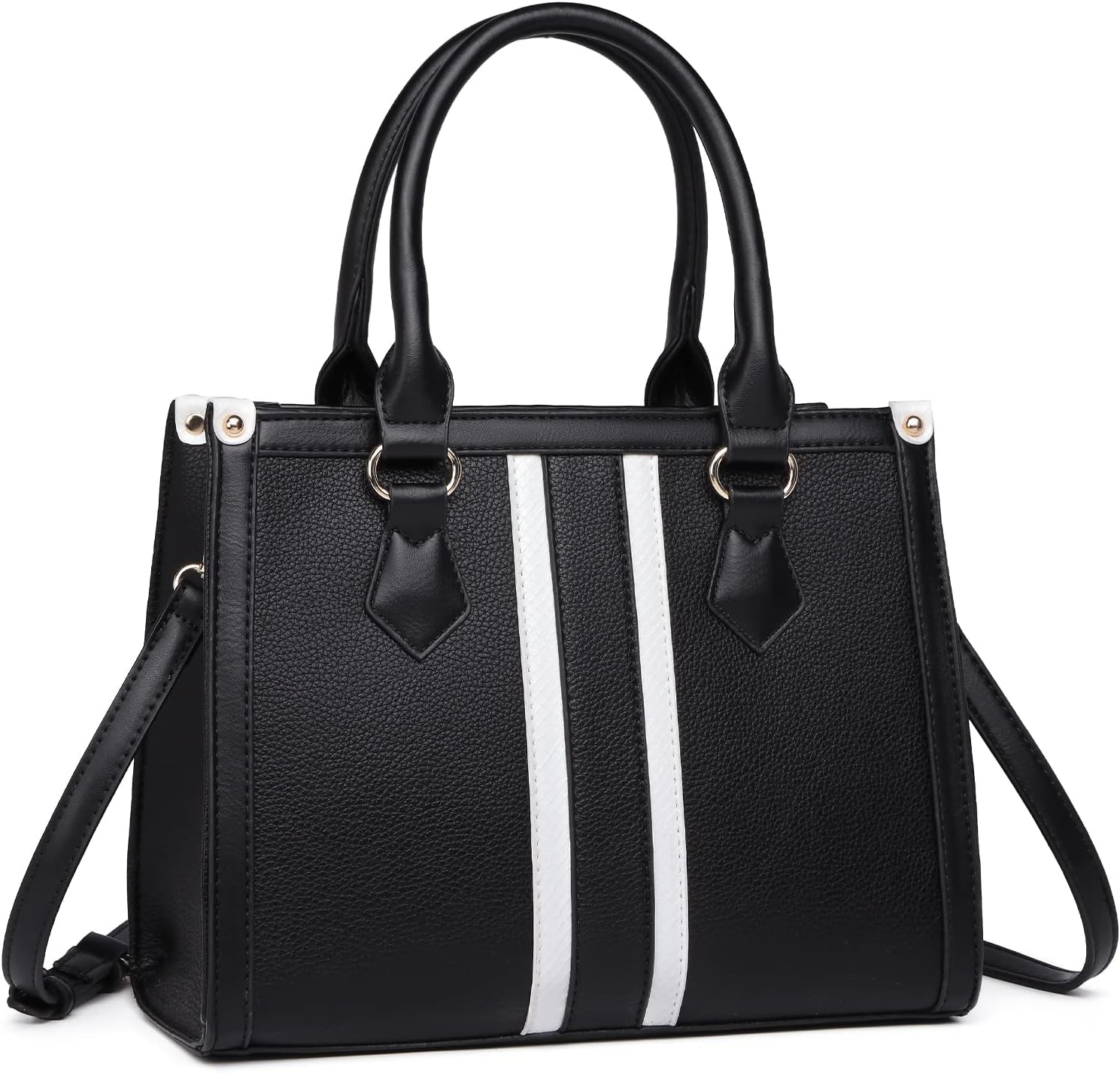 Women's Striped Top Handle Shoulder Handbag With Shoulder Strap