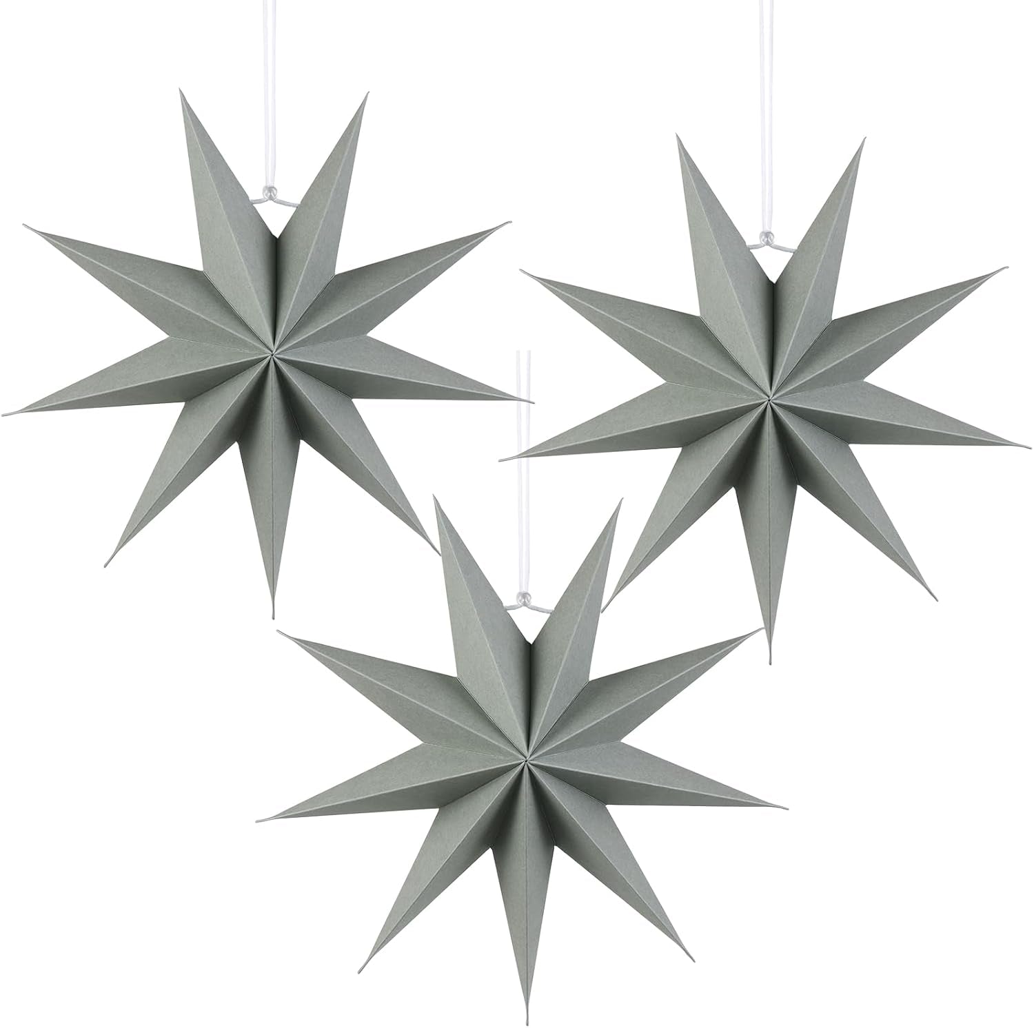 Paper Christmas Stars Hanging Lanterns Home Decoration - 3PCS 30CM 9-Pointed 