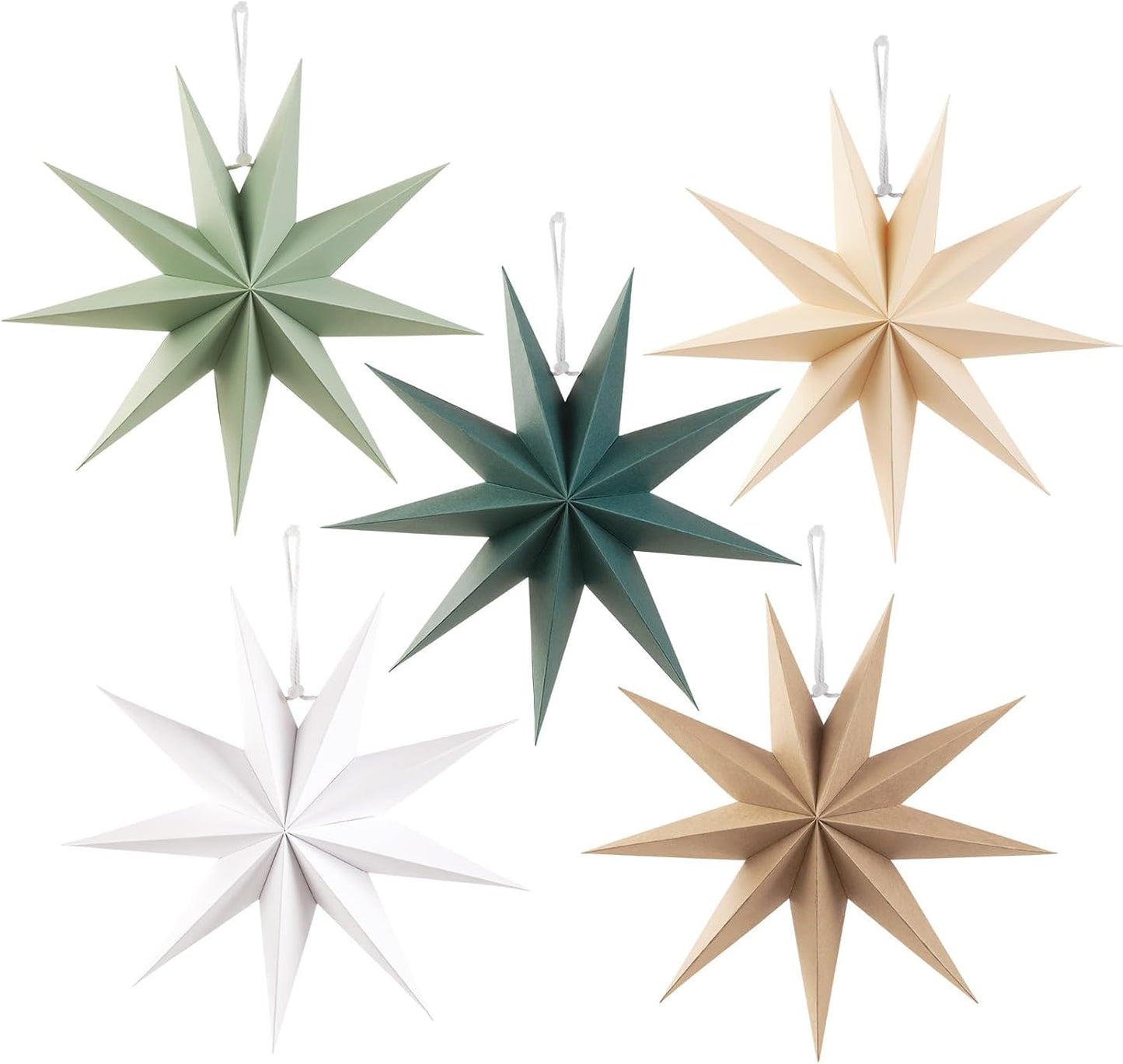 Paper Christmas Stars Hanging Lanterns Home Decoration - 3PCS 30CM 9-Pointed 