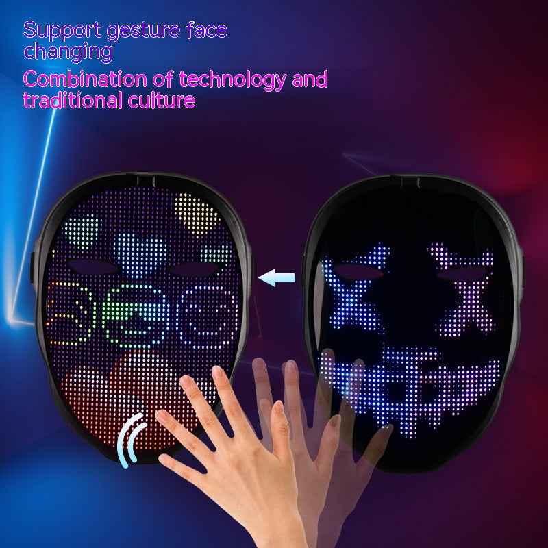 Halloween Face Masks Full Colour LED Luminous Mask Face Changing Mask Party Bar Props