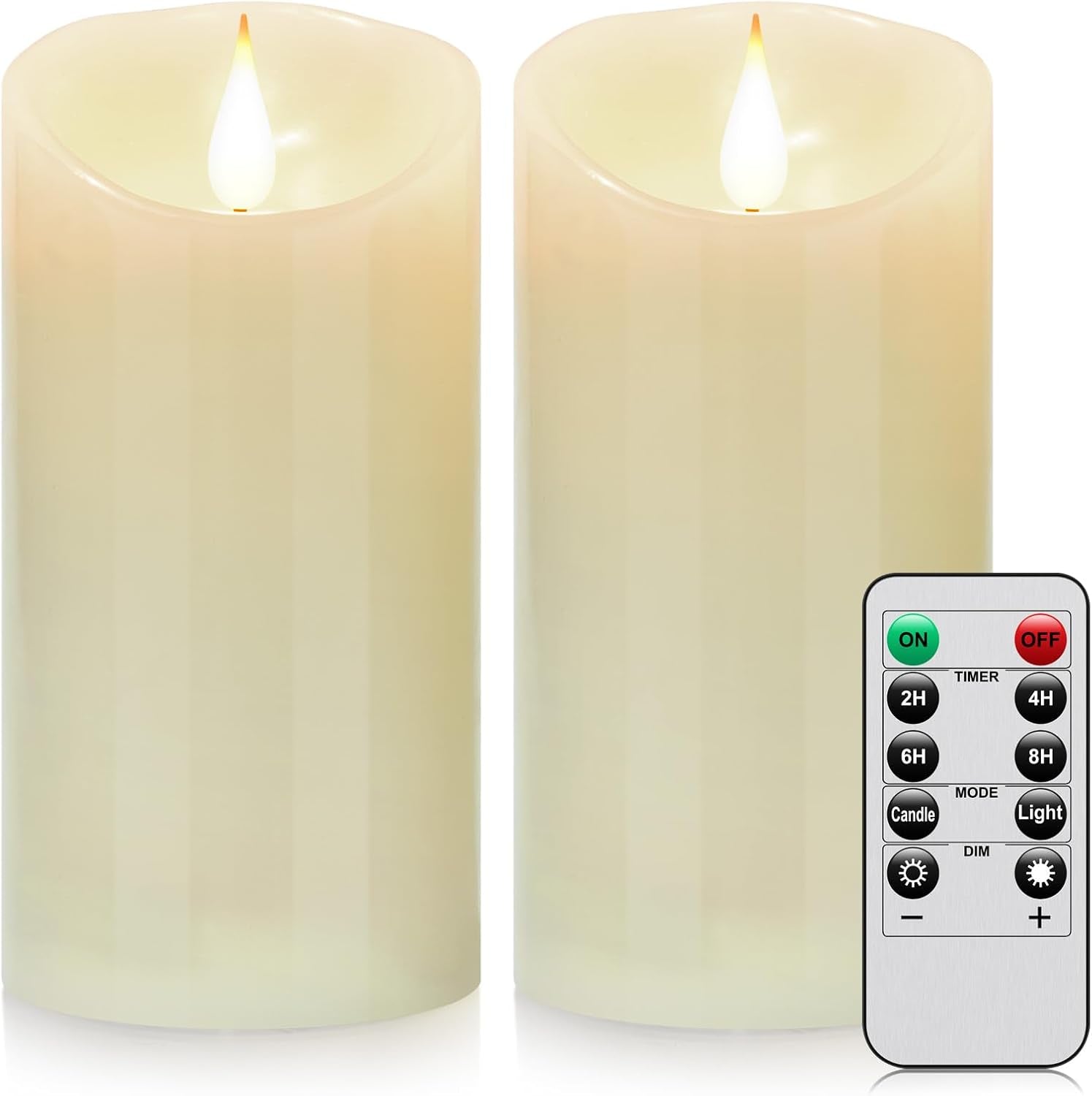 Biyanuo LED Flameless Candles 4" 5" 6" Real Wax Battery Candle Pillars