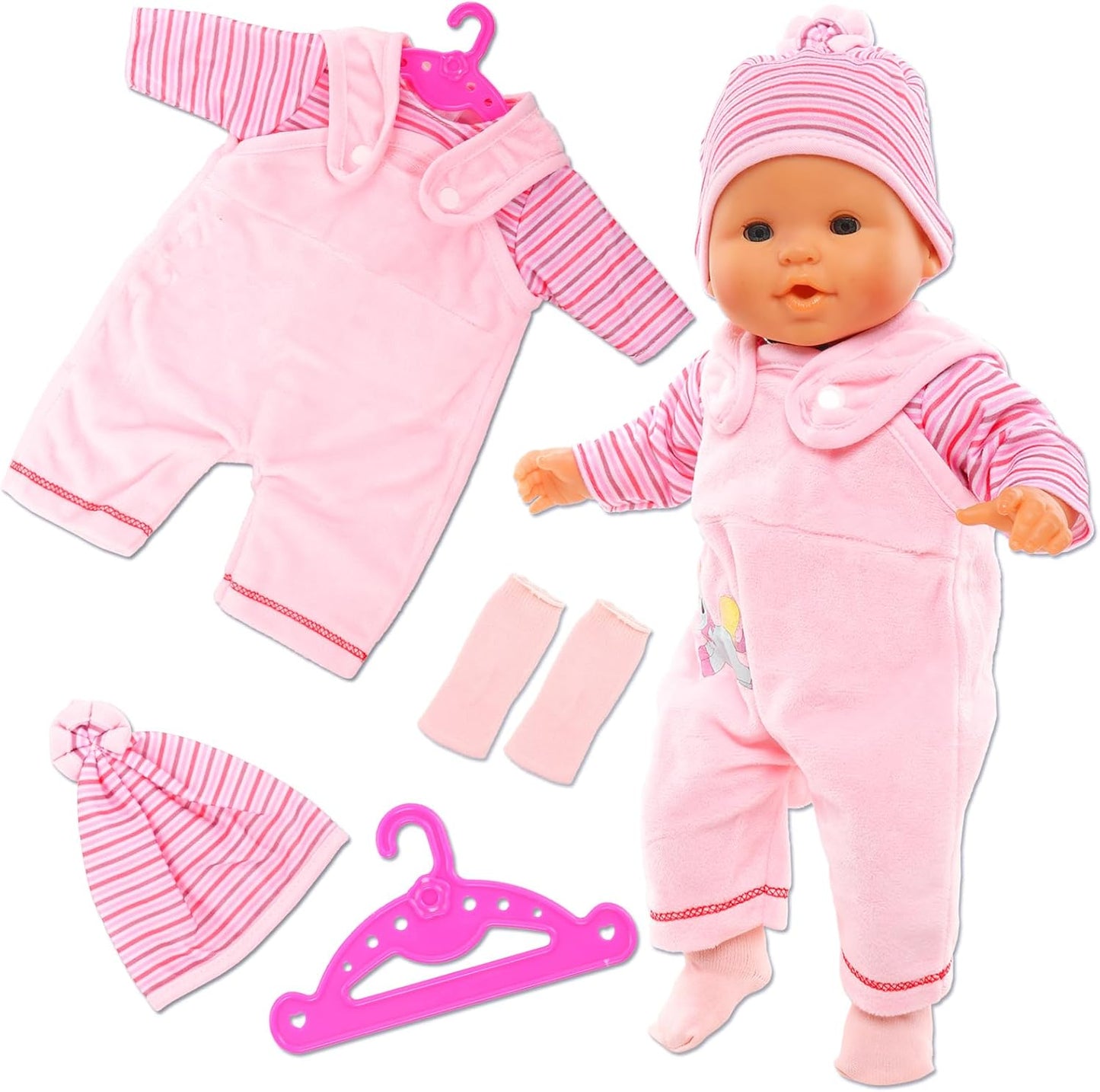  New Born Baby Doll Dress Miunana Sweet Clothes Dress Coat Socks For 35-43 cm