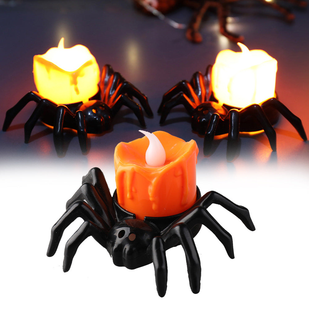 Halloween Festival Battery Operated Spider Candle Lamp Holder Ornament