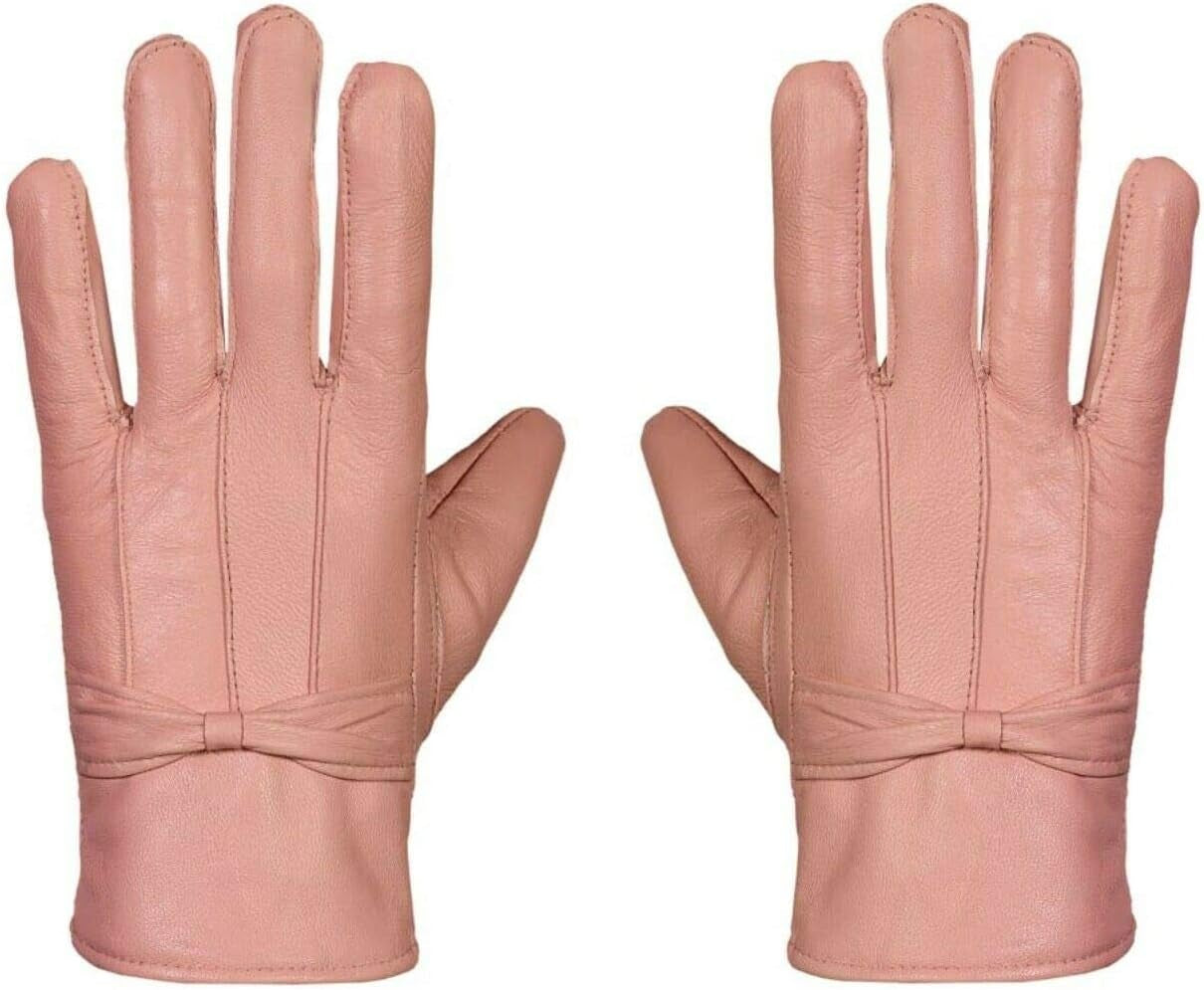 Women's Leather Lined Warm Winter Gloves Fleece Thermal Driving S/M M/L