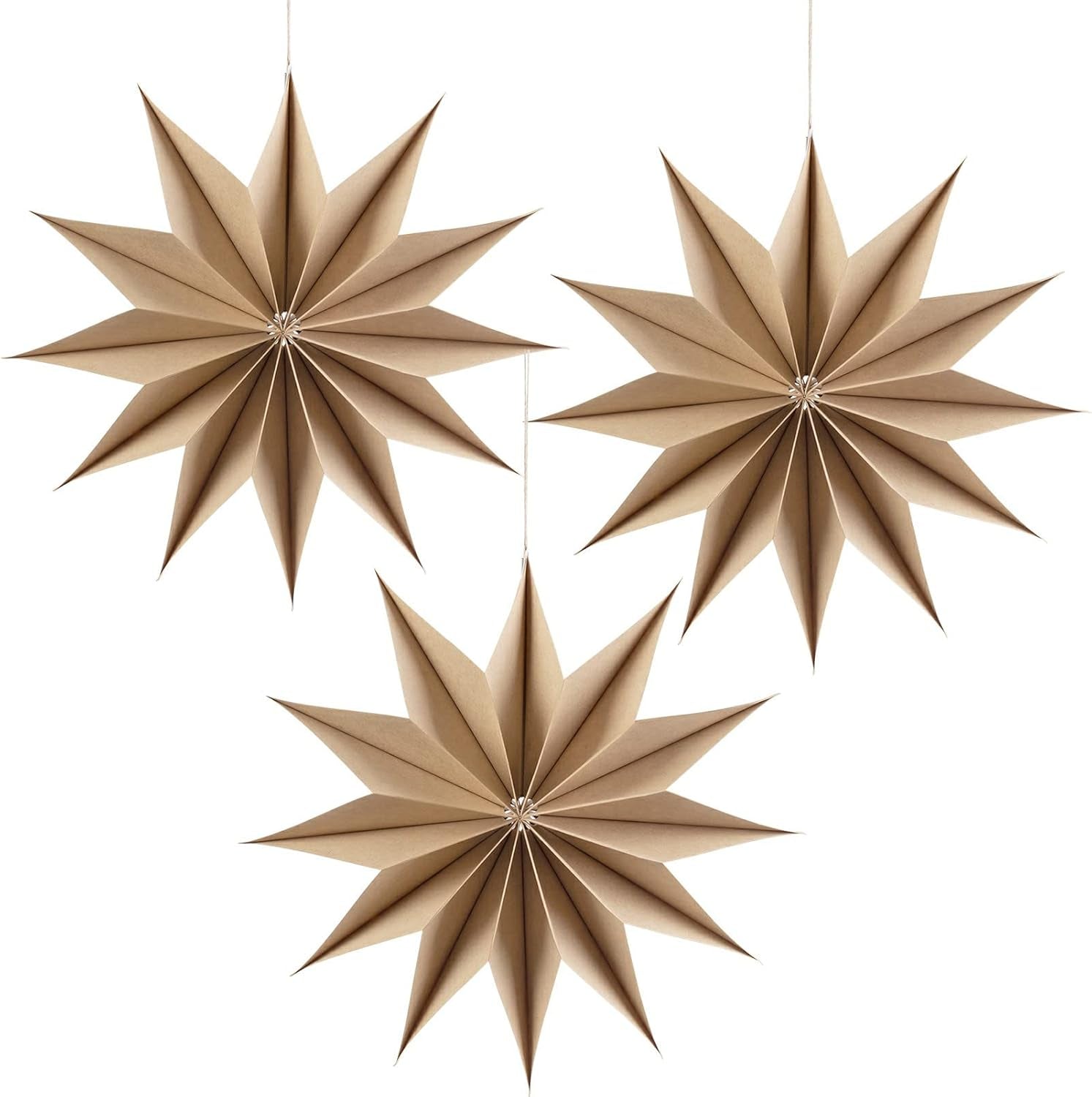 Paper Christmas Stars Hanging Lanterns Home Decoration - 3PCS 30CM 9-Pointed 