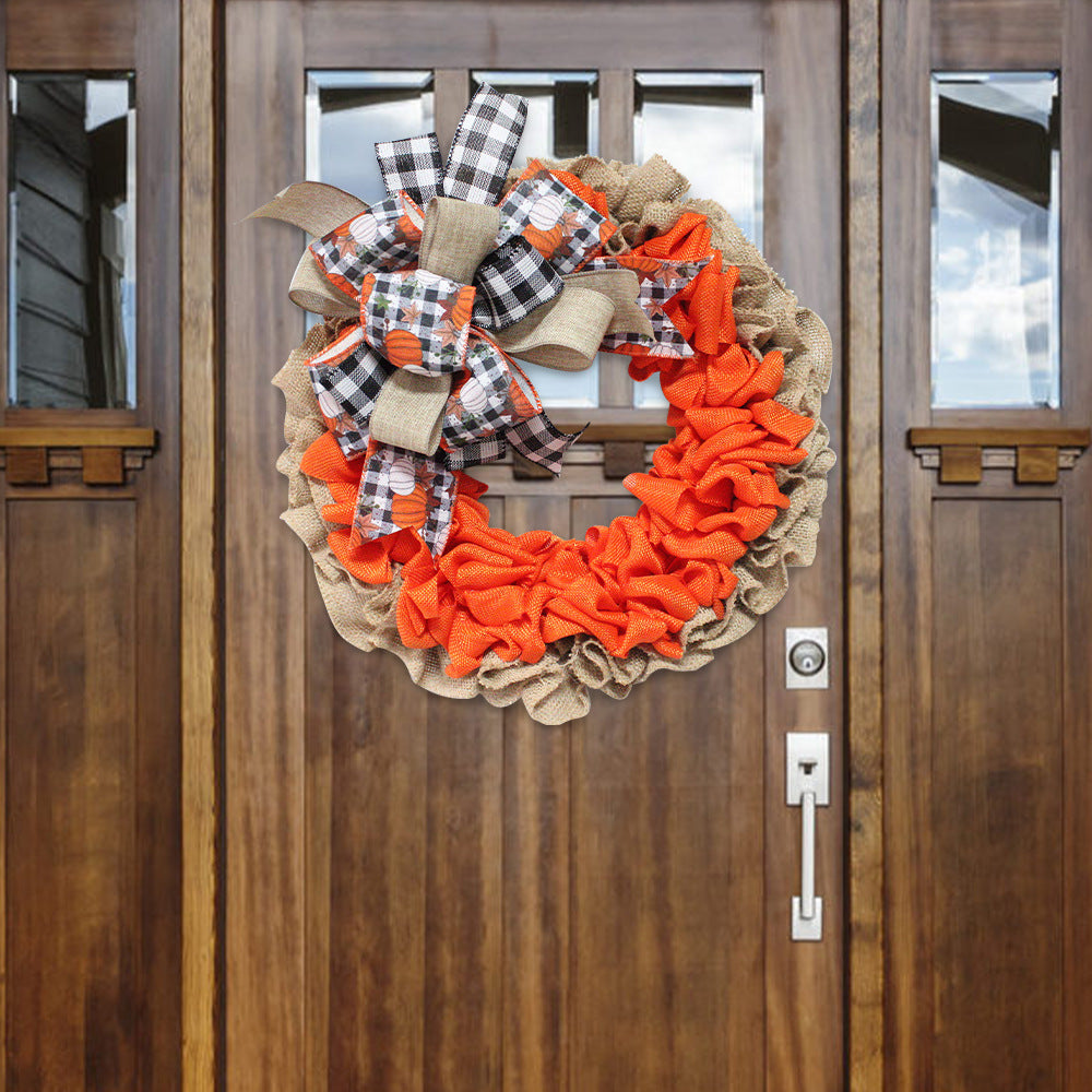 Halloween Garland Pumpkin Berry Door Hanging Harvest Festival Linen Wreath