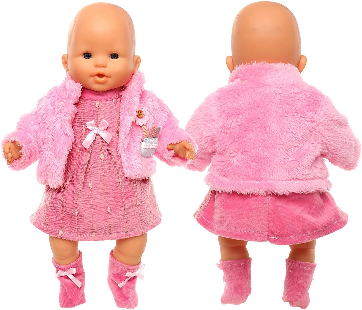  New Born Baby Doll Dress Miunana Sweet Clothes Dress Coat Socks For 35-43 cm